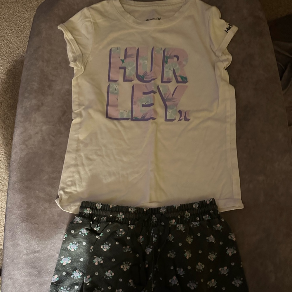 Girls Hurley shirt and shorts